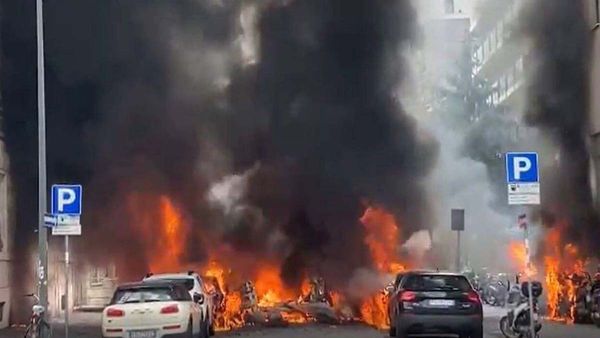Large Explosion Rocks Central Milan, Several Vehicles On Fire