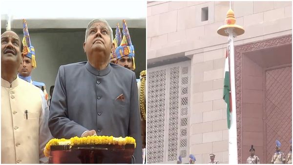 RS Chairman Dhankhar Hoists National Flag At New Parliament Building