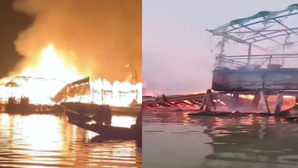 Watch Massive Fire Destroys 5 Houseboats In Srinagar's Iconic Dal Lake