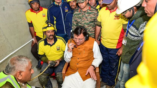 Uttarakhand CM Dhami Talks To Trapped Labourers Inside Tunnel