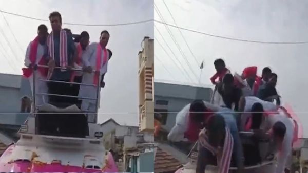 Caught On Cam: KTR Nearly Fell Down From Campaign Vehicle