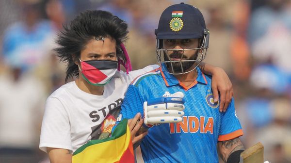 Security Breach During India Vs Aus Match As Man Enters Field To Meet Kohli With 'Free Palestine' Message