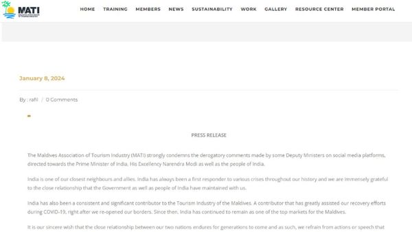 Chalo Lakshwadeep: Maldives Tourism Industry Condemns Ministers' Remarks, Recalls India's Support In Crises