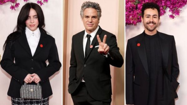 Oscars 2024 Highlights: Celebrities Don Subtle Protest Symbols, Red Pins, Amid Israel-Gaza War