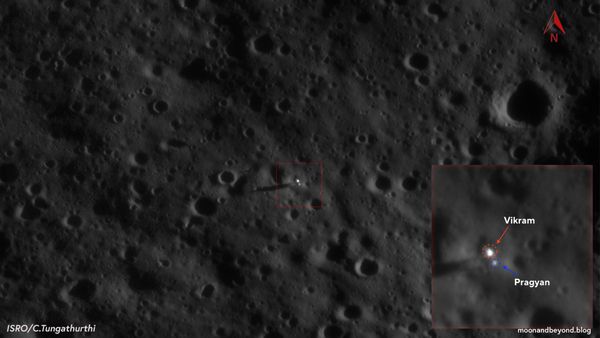 ISRO's Latest Images Shows Chandrayaan-3's Vikram Lander, Pragyan Rover At Rest On The Moon