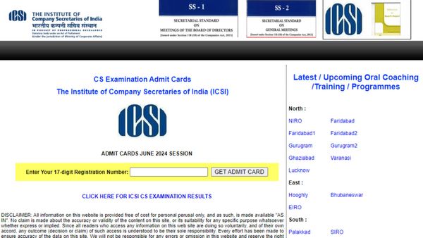 icsi.edu Shares ICSI CS Exam 2024 Admit Card: Check Steps To Download Hall Tickets