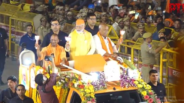 PM Narendra Modi, UP CM Yogi Adityanath Offer Prayers At Ram Mandir, Hold Mega Roadshow In Ayodhya
