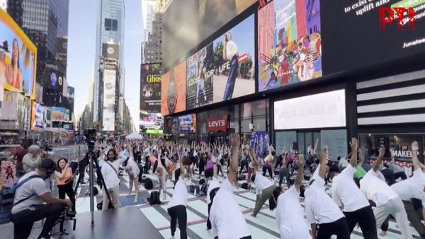 WATCH Yoga At Times Square: India's Consulate General Celebrates International Yoga Day