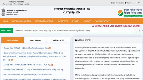 CUET UG 2024 Re-Exam Admit Card Released On exams.nta.ac.in; Check Steps To Download