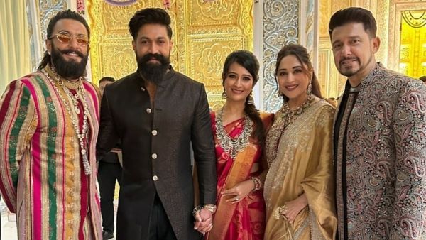 Unseen Pic From Anant Ambani Wedding: Yash Poses With Ranveer Singh, Madhuri Dixit