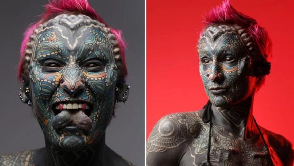 US Army Veteran Smashes World Record For Most Tattooed Woman Ever: Tongue Split, 99.9% Body Inked