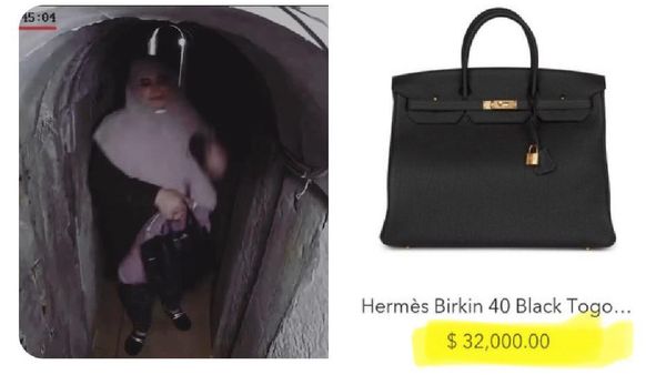 Yahya Sinwar's Wife Spotted Carrying Hermes Birkin Bag Worth Rs 26 Lakh Inside Tunnel | WATCH