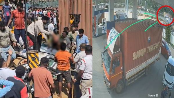 Bengaluru Accident: CCTV Footage Shows Container Truck Toppling Over SUV Killing Family In Nelamangala Highway