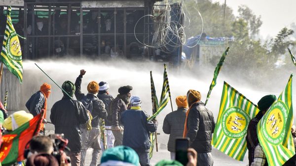 Farmers' 'Dilli Chalo' March: Cops Use Tear Gas, Water Canons At Shambhu Border