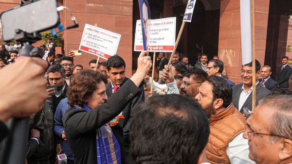 NDA, INDIA Bloc MPs Protest In Parliament Premises; BJP Alleges Rahul Pushed Its MP
