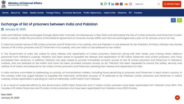 India-Pakistan Diplomatic Exchange: Lists Of Prisoners And Fishermen Shared, Calls For Swift Repatriation