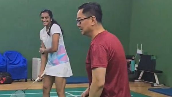 Kiren Rijiju, PV Sindhu Team Up For A Friendly Badminton Match | WATCH