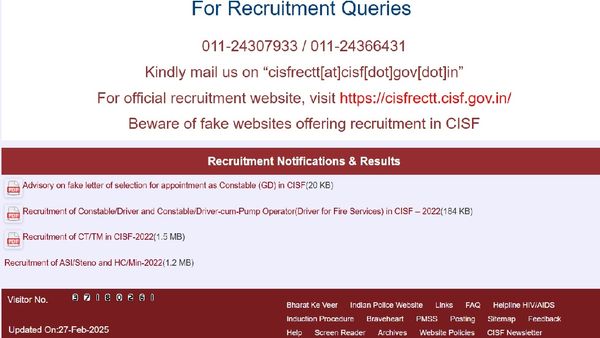 CISF Job Alert: Apply For 1,161 Constable (Tradesman) Positions; Check Eligibility, Selection, Salary & Fee