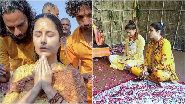 Raveena Tandon, Daughter Rasha Seen With Katrina Kaif Enjoying Bhajan At Mahakumbh In Prayagraj | WATCH