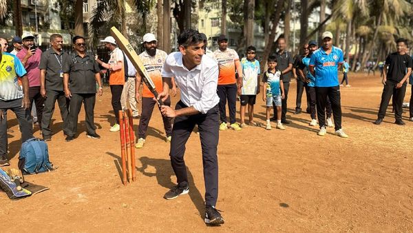 Former UK PM Rishi Sunak Visits Mumbai, Plays Tennis Ball Cricket