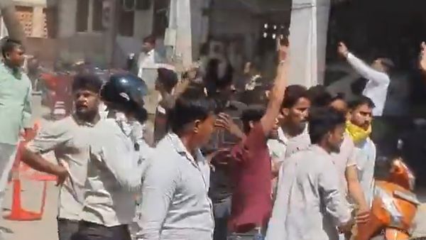 Karni Sena Attacks SP MP Ramji Lal Suman's Residence With Bulldozer