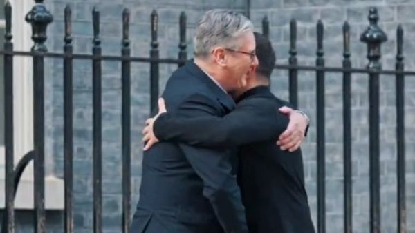 UK PM Starmer Embraces Zelensky At 10 Downing Street After Latter's Spat With Trump At White House | WATCH