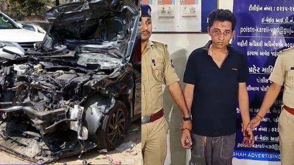 Vadodara Car Crash: CCTV Shows Accused Holding Bottle Minutes Before Impact