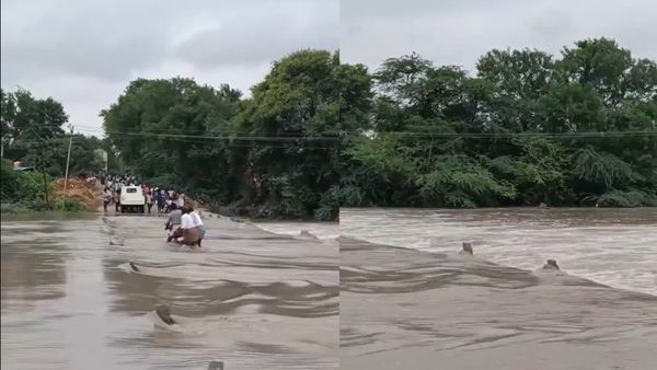 Karnataka Floods: Hagari River Overflows in Siruguppa, Biker Swept Away in Hubballi