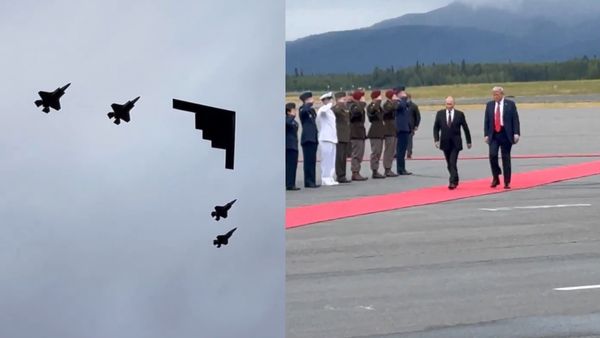 Putin Arrives in Alaska to a Sky Filled With B2 Stealth Bomber, F-22s American Warplanes