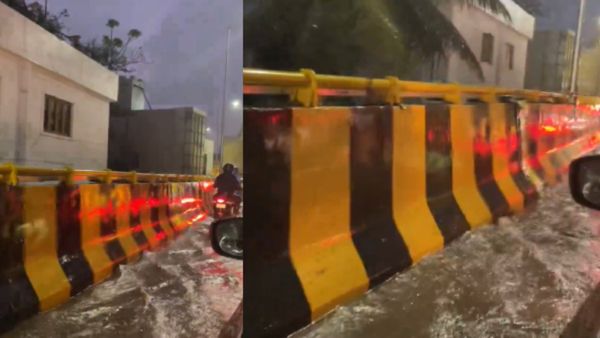 Bengaluru’s Silk Board Ramps of Double-Decker Flyover Turns Into Swimming Pool After 30 Minutes of Rain