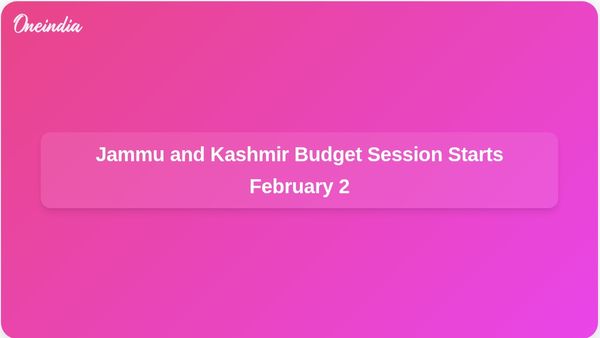 Jammu and Kashmir Assembly Budget Session to Commence on February 2 with L-G Address