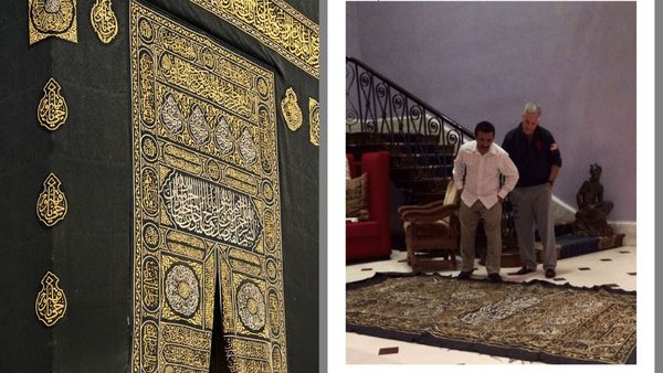 Outrage Among Muslims As Images Claim Sacred Kaaba Kiswah Pieces Shipped To Epstein, Allegedly Placed On Floor