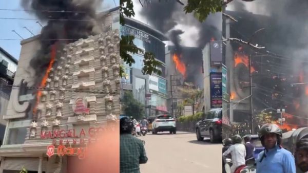 Hyderabad's Mangala Gowri Mall Fire Disrupts Traffic On Road No 36 In Jubilee Hills