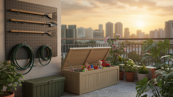 Outdoor storage solutions for tools and toys in Indian homes
