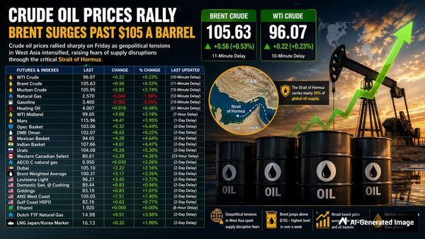 Crude Oil Rates Today: April 24, 2026: Brent Crude Crosses $105 Per Barrel- Check Latest Prices of WTI