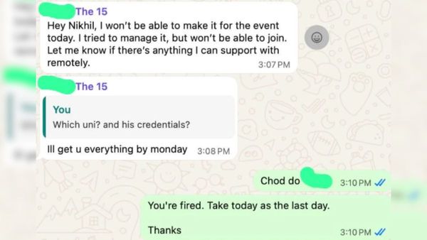 Gurugram Startup Founder Fires Employee Over WhatsApp, Says ‘Consider Today Your Last Day’; Netizens React