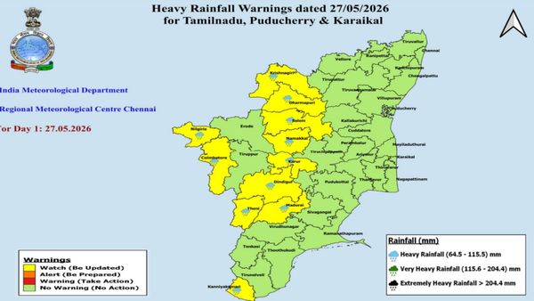 Tamil Nadu Weather Update: RMC Warns of Heavy Rain in 11 Districts