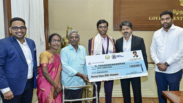 Tamil Nadu CM Vijay Plays Chess With Grandmaster Praggnanandhaa