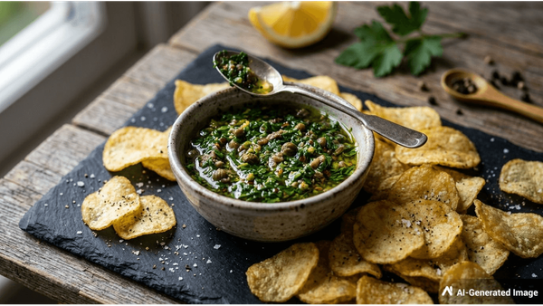 Anchovy Herb Salsa Verde: A Spanish-Inspired Dip with Parsley, Rosemary and Thyme
