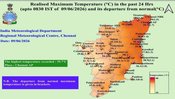 Tamil Nadu Weather: Chennai Swelters as Temperatures Near 40°C, Light Rain Likely