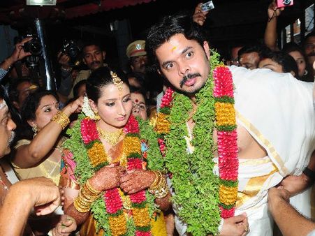 ಕ್ರಿಕೆಟರ್ ಶ್ರೀಶಾಂತ್ ಮದುವೆ ಸಂಭ್ರಮಾಚರಣೆ