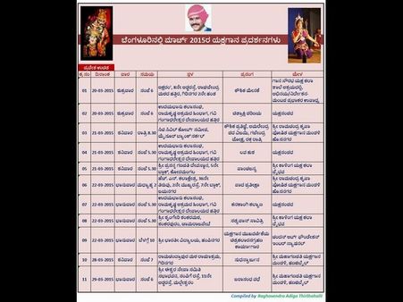 ಬೆಂಗಳೂರಿನಲ್ಲಿ ಯಕ್ಷಗಾನ ಪ್ರದರ್ಶನ: ಎಂದೆಂದು? ಎಲ್ಲೆಲ್ಲಿ?