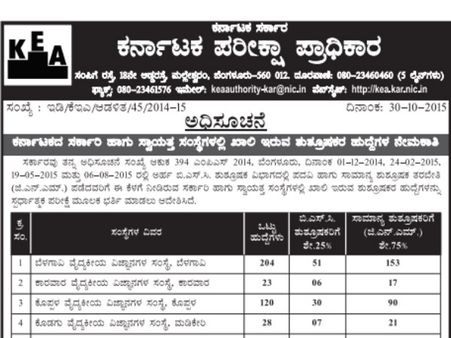 1064 ಶುಶ್ರೂಷಕರ ಹುದ್ದೆಗೆ ಅರ್ಜಿ ಆಹ್ವಾನಿಸಿದ ಕೆಇಎ