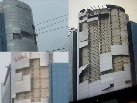 ವಾರ್ಧಾ ಹೊಡೆತಕ್ಕೆ ನಲುಗಿದ ಐಷಾರಾಮಿ ಹಯಾತ್ ಹೋಟೆಲ್