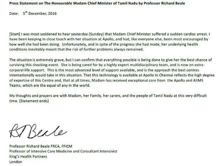 ಲಂಡನ್ ವೈದ್ಯ ಪ್ರೊಫೆಸರ್ ರಿಚರ್ಡ್ ಬೇಲ್ ಪತ್ರ