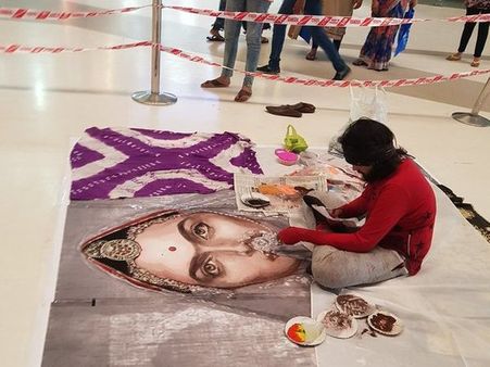 'ಪದ್ಮಾವತಿ' ರಂಗೋಲಿ ನಾಶ, ಐವರ ಬಂಧನ