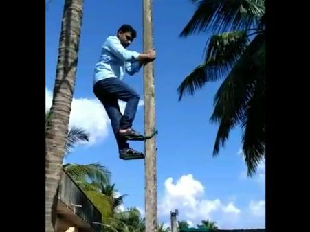 ವಿದ್ಯುತ್ ಕಂಬ ಹತ್ತುವ ಸಾಧನ ಕಂಡುಹಿಡಿದ ಬೈಂದೂರು ಯತೀಶ್