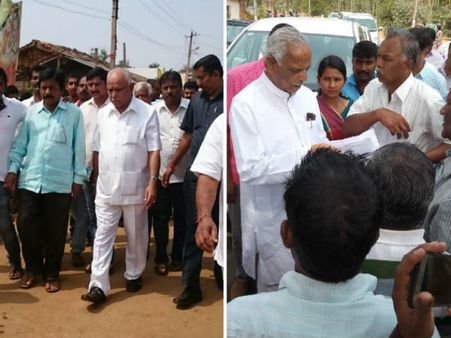 ಭದ್ರಾವತಿ : ಮೈದೊಳಲು ಗ್ರಾಮಕ್ಕೆ ಯಡಿಯೂರಪ್ಪ, ಕಾಗೋಡು ಭೇಟಿ