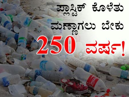 ಬಿಸಾಡಿದ ಪ್ಲಾಸ್ಟಿಕ್ ಕೊಳೆತು ಮಣ್ಣಾಗಲು ಬೇಕು 250 ವರ್ಷ!