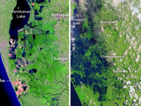 NASA ಕಣ್ಣಲ್ಲಿ ಕೇರಳದ ಚಿತ್ರ: ಪ್ರವಾಹಕ್ಕೂ ಮುನ್ನ ಮತ್ತು ನಂತರ